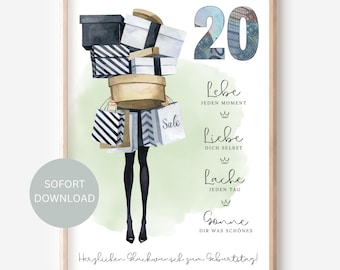 Birthday gift 20th birthday cash gift shopping voucher wife girlfriend daughter money wrapping gift gift idea I DIY Download