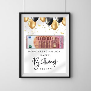 Regalo de dinero cumpleaños dinero personalizado I regalo de cumpleaños hijo hija I tu primer millón I descarga digital PDF