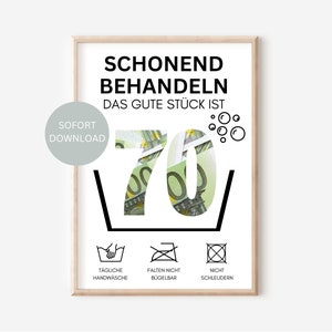 Geldgeschenk 70. Geburtstag sofort Download I Geschenk Geburtstag Geld lustig I DIY Geburtstagsgeschenk I PDF Download zum selber ausdrucken