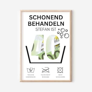 Geldgeschenk 40. Geburtstag I runder Geburtstag Geschenk personalisiert Geld I Geburtstagsgeschenk vierzig lustig I PDF Download Bild 1