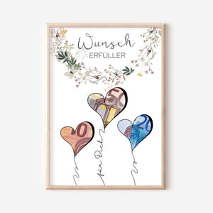 Cadeau d'argent exauceur de souhaits I cadeau d'anniversaire argent emballage créatif I idée de cadeau d'anniversaire femme fille petite amie idée photo fichier pdf