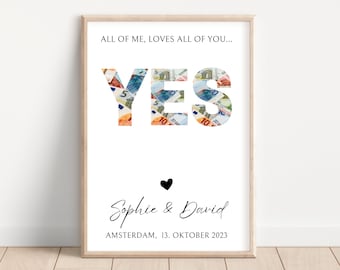 Wedding Money Gift YES I Personalized I DIY I Wedding Gifts Money I Digital PDF Download