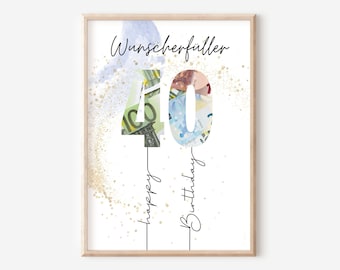 Money gift 40th birthday instant download I Gift birthday money I DIY birthday gift I PDF download to print yourself