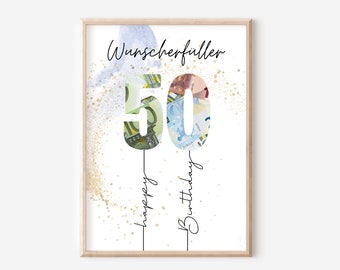 Money gift 50th birthday instant download I Gift birthday money wish fulfiller I DIY birthday gift I PDF print yourself