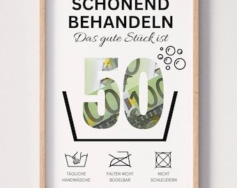 Money gift for a woman or man's 50th birthday (1975), funny DIY birthday gift, PDF instant download for printing.