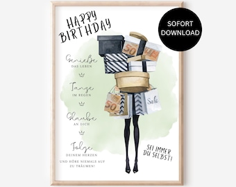 Birthday gift cash gift shopping voucher wife girlfriend daughter money wrapping gift birthday gift idea I immediate download