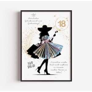 18th Birthday Money Gift for Girls, Gift Certificate for Women, Girlfriend, Daughter, Gift Wrapping, Personalized Gift Idea, PDF Instant Download image 5