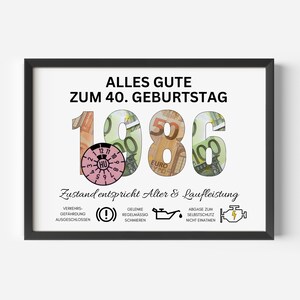 Money gift idea for a man's 40th birthday (born 1986), funny DIY birthday present | PDF download available for immediate download and printing image 5
