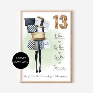 Geldgeschenk 13. Geburtstag sofort Download Geschenk Teenager Mädchen Tochter Geld kreativ DIY Geburtstagsgeschenk Geburtstagskarte verpacke