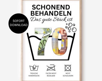 Money gift for a 70th birthday (1955) - instant download - funny DIY birthday gift PDF download for printing yourself