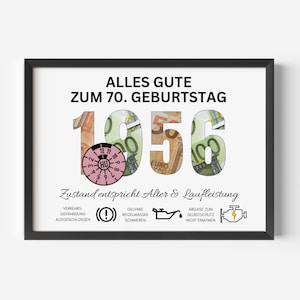Money gift for a 70th birthday (1956) - instant download - gift idea for men - funny DIY birthday gift - printable PDF image 2
