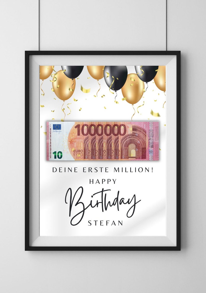Money gift birthday personalized money I Birthday gift son daughter I Your first million I Digital download PDF image 5