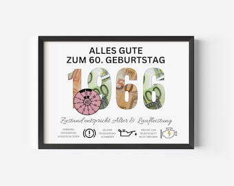 Money gift for a man's 60th birthday - instant download - funny DIY birthday gift idea | PDF download - print yourself