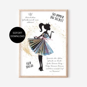 ABITUR geslaagd contant cadeau meisje voucher vrouw vriendin dochter geld inpak cadeau gepersonaliseerd cadeau idee PDF direct downloaden