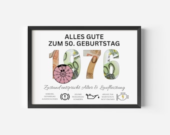 Geldcadeau voor de 50e verjaardag van een man - direct downloaden - grappig DIY verjaardagscadeau-idee | PDF downloaden - zelf printen