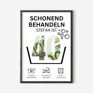Geldgeschenk 40. Geburtstag I runder Geburtstag Geschenk personalisiert