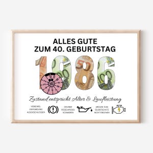 Geldgeschenk 40. Geburtstag Mann Jahrgang 1986 Geschenk Idee Geld lustig DIY Geburtstagsgeschenk I PDF sofort Download selber ausdrucken