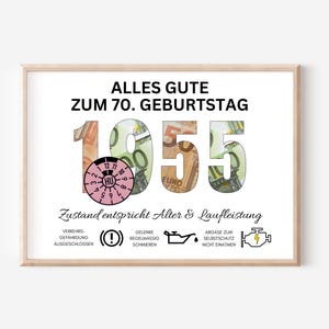 Geldgeschenk 70. Geburtstag 1955 sofort Download Mann Geschenk Idee Geburtstag Geld lustig DIY Geburtstagsgeschenk PDF zum selber ausdrucken