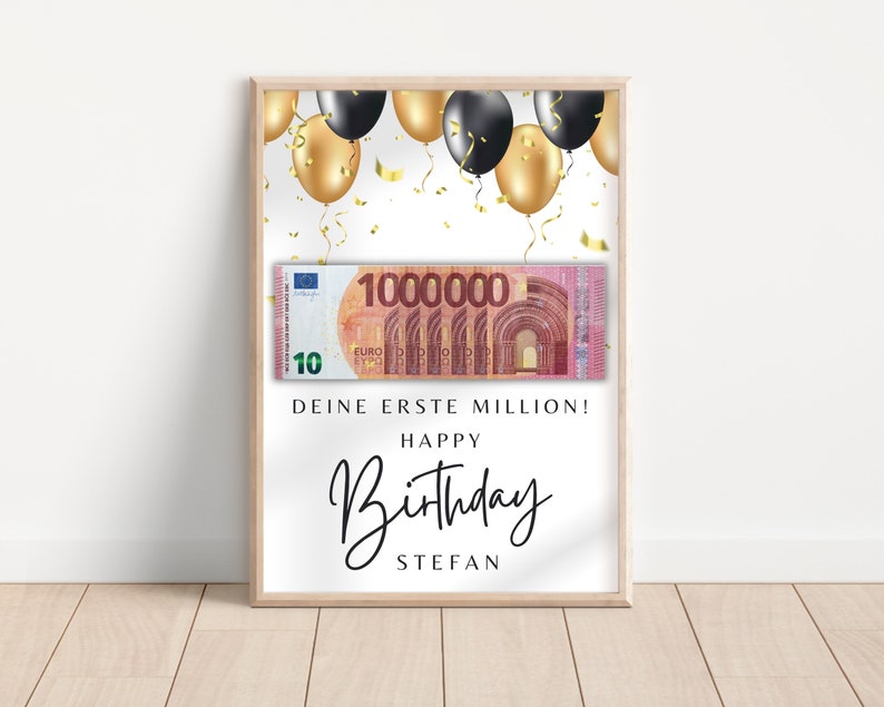 Money gift birthday personalized money I Birthday gift son daughter I Your first million I Digital download PDF image 2