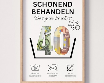 40歳の誕生日に贈るお金のプレゼント - すぐにダウンロード | 面白いお金の誕生日プレゼント | DIYの誕生日プレゼント | 自宅で印刷できるPDFダウンロード