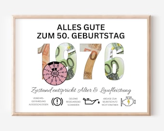 Money gift for a man's 50th birthday - instant download - funny DIY birthday gift idea | PDF download - print yourself