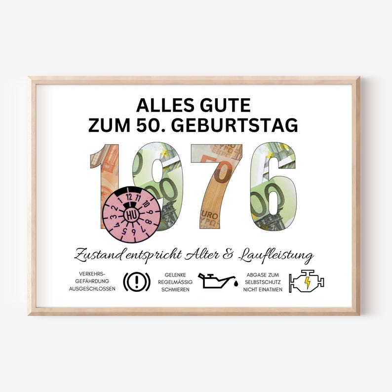 Geldcadeau voor de 50e verjaardag van een man - direct downloaden - grappig DIY verjaardagscadeau-idee | PDF downloaden - zelf printen afbeelding 1