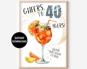 Geburtstagsgeschenk 40. Geburtstag Geldgeschenk Gutschein Frau Freundin Aperol Geld verpacken Geschenk Geschenkidee PDF sofort Download
