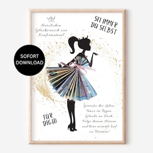 Konfirmation Geldgeschenk Mädchen Gutschein Frau Freundin Tochter Geld verpacken Geschenk personalisiert Geschenkidee PDF sofort Download