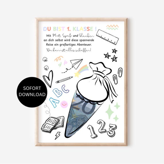 EINSCHULUNG Geldgeschenk Mädchen Junge Gutschein Sohn Freundin Tochter Geld verpacken Geschenk Schulbeginn Geschenkidee PDF sofort Download