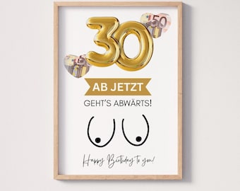 Regalo di denaro 30° compleanno donna sorella fidanzata regalo soldi incartare divertente fai da te regalo di compleanno I PDF scarica stampa te stesso