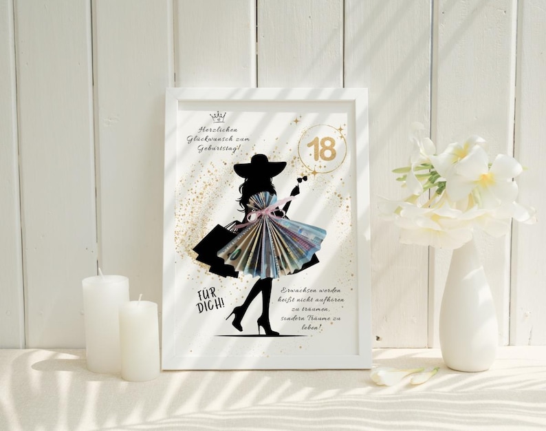 18th Birthday Money Gift for Girls, Gift Certificate for Women, Girlfriend, Daughter, Gift Wrapping, Personalized Gift Idea, PDF Instant Download image 4
