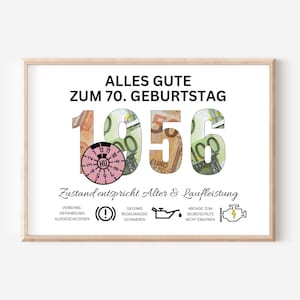 Geldgeschenk 70. Geburtstag 1956 sofort Download Mann Geschenk Idee Geburtstag Geld lustig DIY Geburtstagsgeschenk PDF zum selber ausdrucken