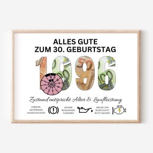 Geldgeschenk 30. Geburtstag Mann Jahrgang 1996 Geschenk Idee Ihn Geld lustig DIY Geburtstagsgeschenk I PDF sofort Download selber ausdrucken Bild 2