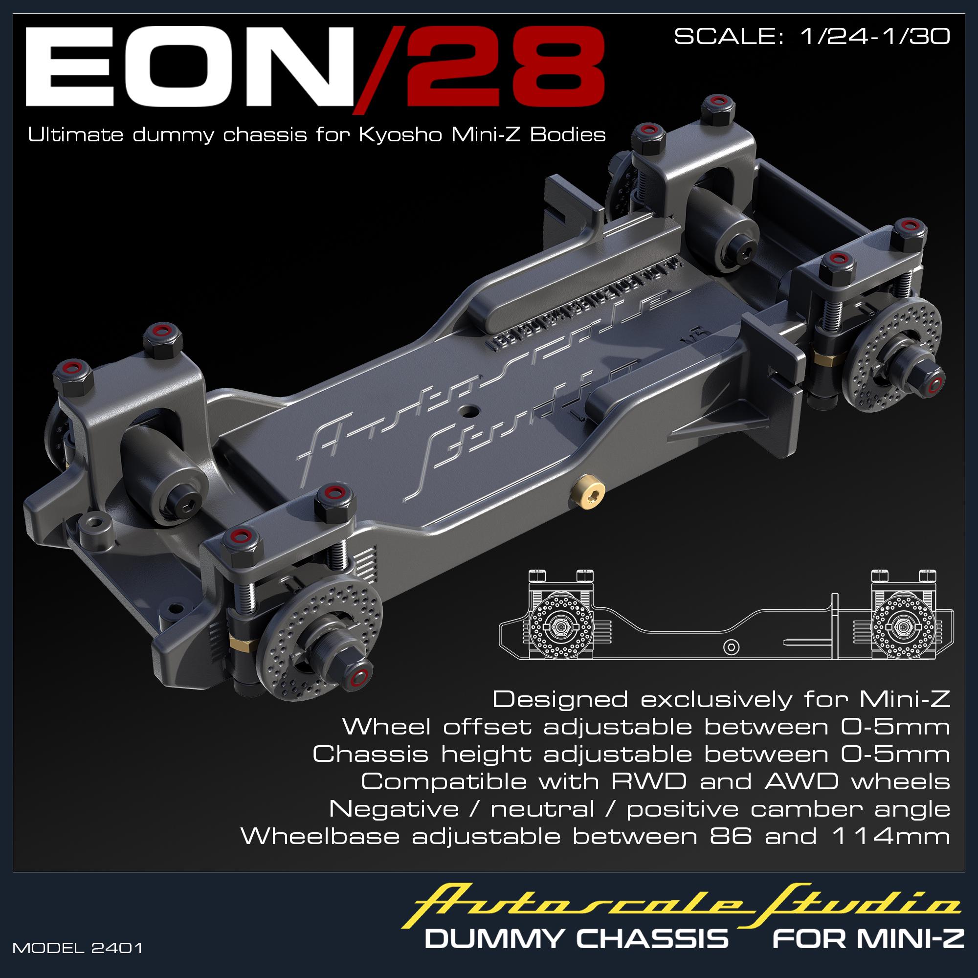 AUTOSCALESTUDIO EON/28 Ultimate Dummy Chassis for Kyosho Mini-z