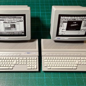 Miniature Atari 1040STe and SM124 monochrome monitor set