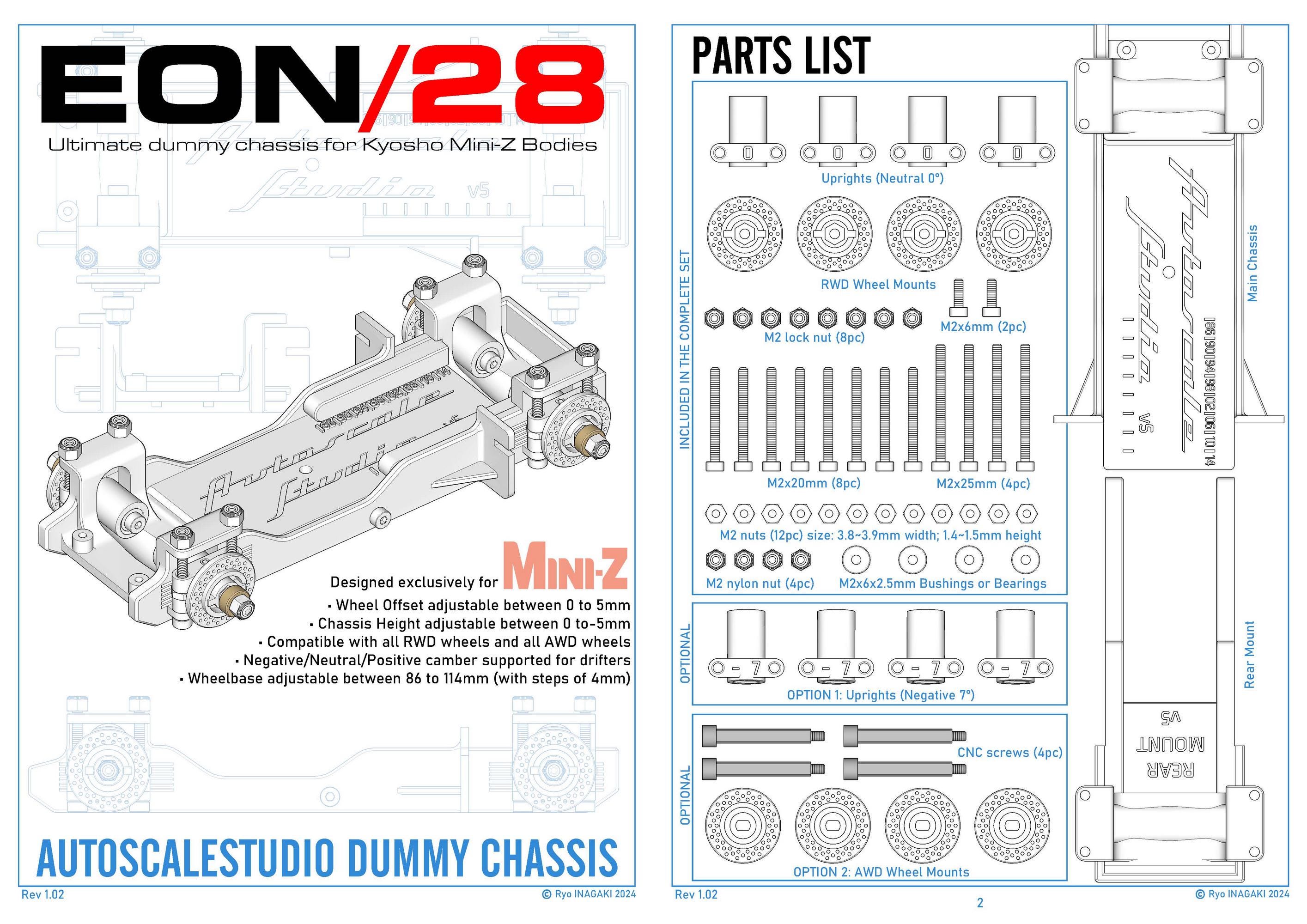 AUTOSCALESTUDIO EON/28 Ultimate Dummy Chassis for Kyosho Mini-z