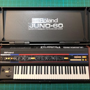 Miniatyr Roland JUNO60 synt: Samlarobjekt i skala 1/6 med flightcase