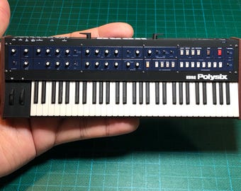 Miniature KORG Polysix Analog Synthesizer: 1/6 Scale Collectible with Flightcase