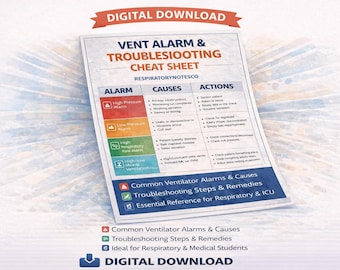 Ventilator Alarms Guide | Respiratory Therapist Cheat Sheet (Digital Download)