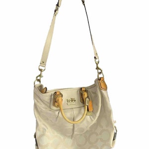 Coach 12963 Madison Julianne Op Art XL Large Tote Satchel Patent Leather Yellow image 2
