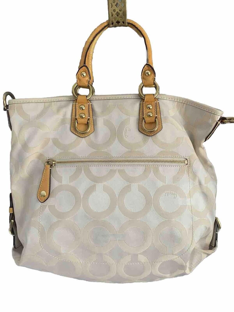 Coach 12963 Madison Julianne Op Art XL Large Tote Satchel Patent Leather Yellow image 6