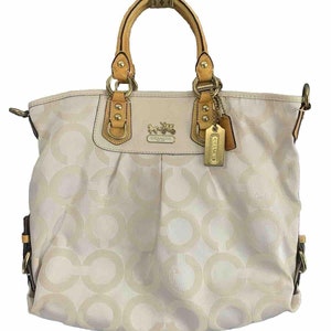 Coach 12963 Madison Julianne Op Art XL Large Tote Satchel Patent Leather Yellow image 1