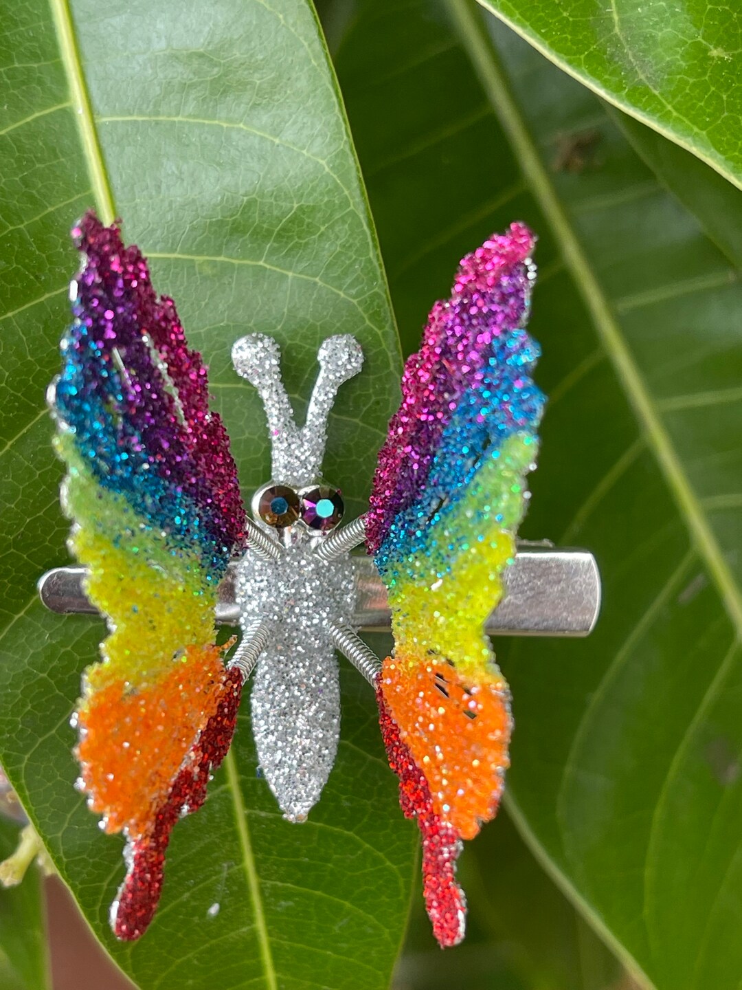 Pair Of Moving Butterfly Hair Clips 90 s Style Multi Color Butterflies Shinny And Fun Unique pair-of-moving-butterfly-hair-clips-90-s-style-multi-color-butterflies-shinny-and-fun-unique