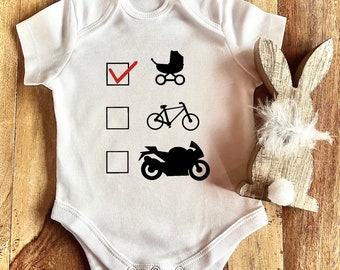 Babybody Checkliste mit Motorrad, Geschenk zur Geburt