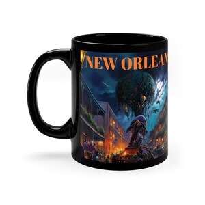 New Orleans Mug, City In Louisiana Mug, Mardi Gras Party, Travel Souvenir, 11oz Large Ceramic Coffee Mug, Cityscape Tea Cup, Going Away Gift image 2