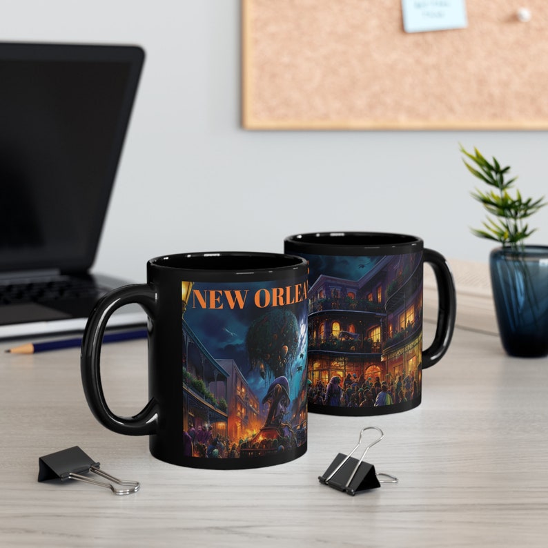 New Orleans Mug, City In Louisiana Mug, Mardi Gras Party, Travel Souvenir, 11oz Large Ceramic Coffee Mug, Cityscape Tea Cup, Going Away Gift image 5