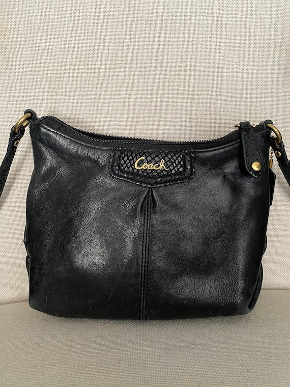Coach Mini Crossbody Purse Black pebbled leather 53034 pouch | eBay