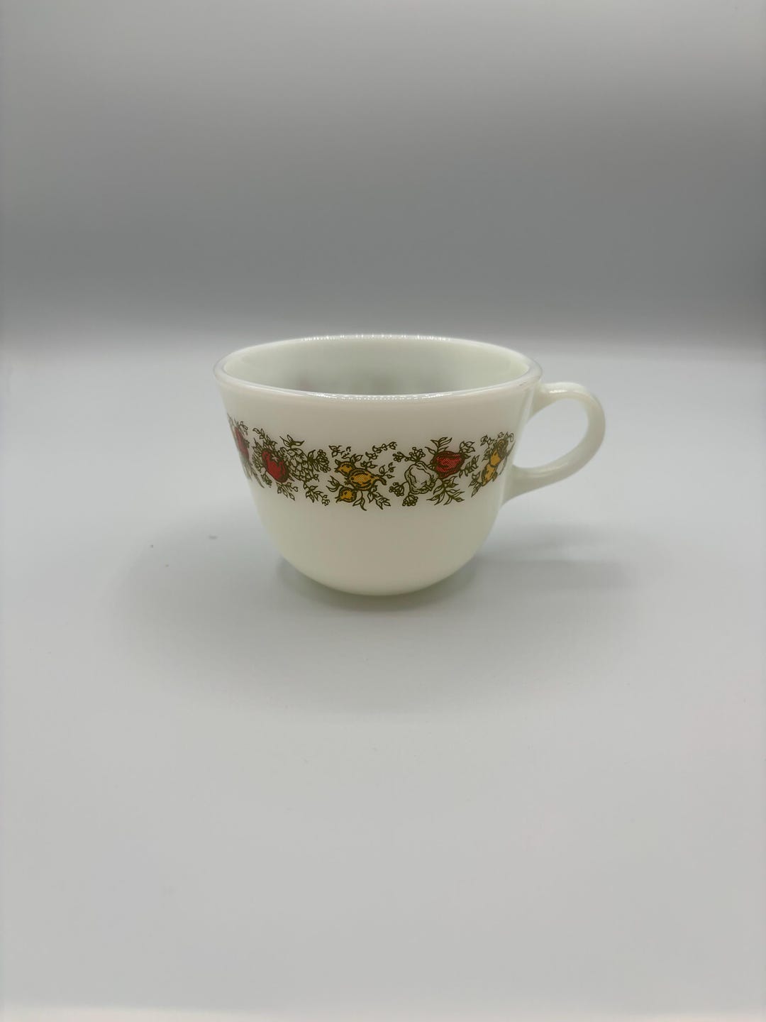 Vintage Pyrex Spice of Life Pattern White Milk Glass Mugs Coffee Tea