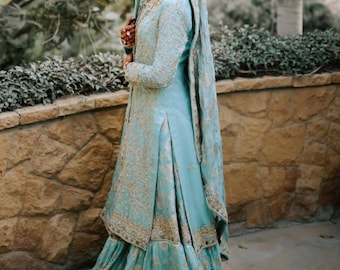 Pakistani Wedding Dress Heavy Bridal Lehenga with Embroidered Shirt & Chiffon Dupatta, Wedding Dresses Embroidered Dress Lehenga Choli