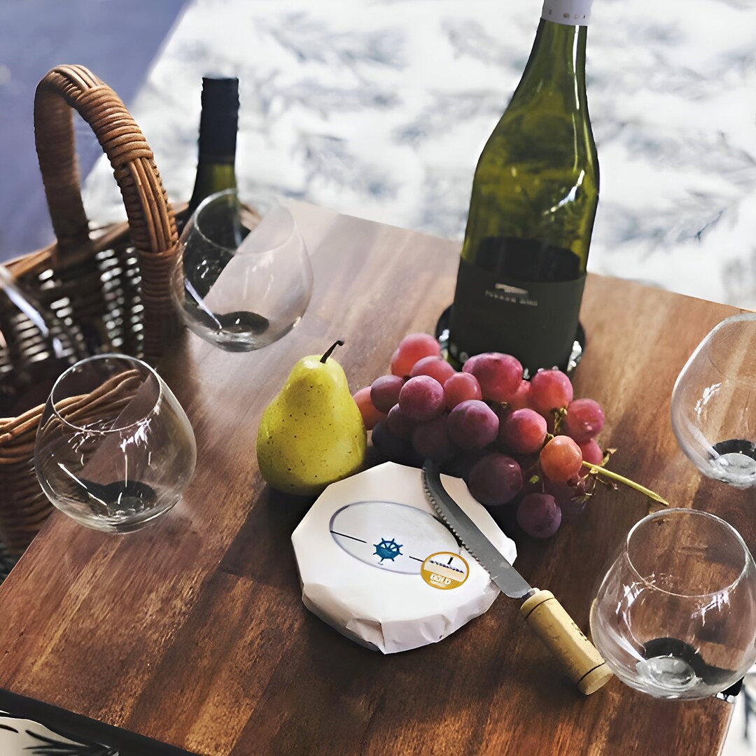 Picnic Table Wine Rack Cheese Board Outdoor Table Etsy